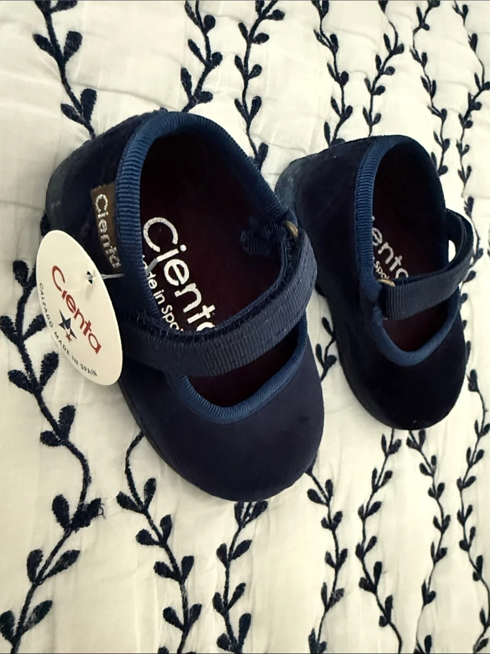 NWT Cienta Navy Blue Velvet Mary Jane